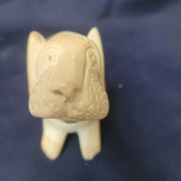 Dog Figurine Soapstone Laying Long Ears Stone - Picture 2 of 10
